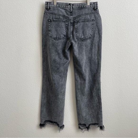 FREE PEOPLE Bottlerocket Grey Maggie Mid Rise Distressed Edgy Straight Leg Jeans - Picture 9 of 13